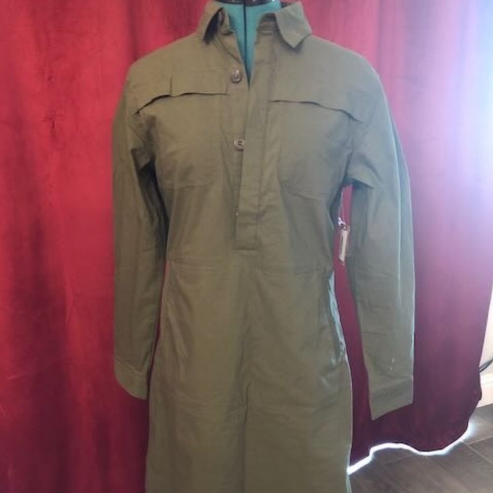 Title Nine Wren Utility Shirt Dress   M, olive green